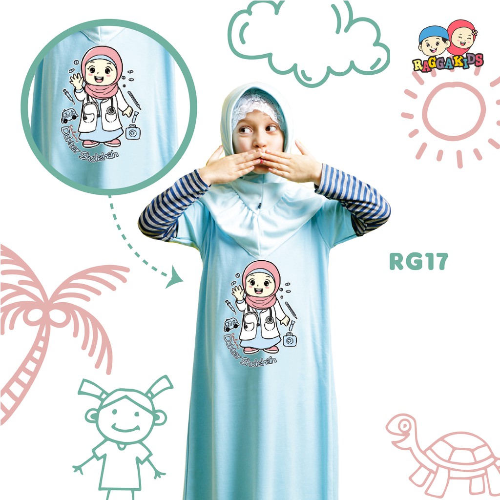 BAJU PAKAIAN GAMIS ANAK REMAJA MUSLIM TERBARU 2020 LUCU BAHAN KAOS BRANDED PREMIUM RAGGAKIDS RG 15