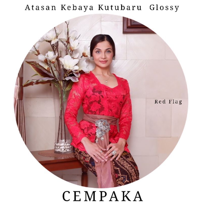 Atasan Kebaya Kutubaru Lengan Panjang Brokat Glossy Cempaka