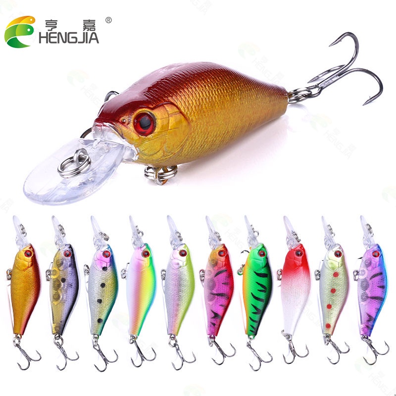 HENGJIA 1Pcs Umpan Crankbait Pancing 7CM/8.1G Swimbait Minnow Bass Ikan Fishing Lure Topwater Tackle