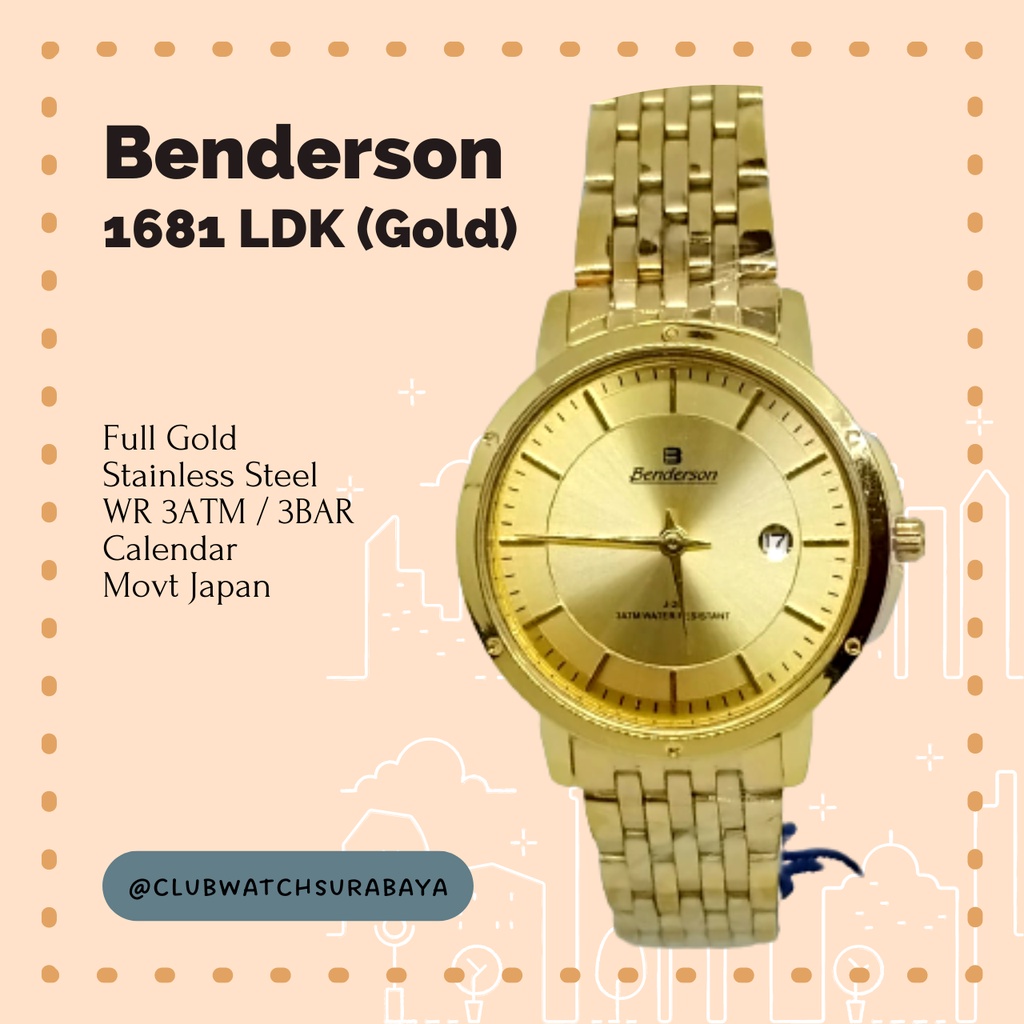 Jam Tangan Wanita Benderson / Benderson Jam Tangan Wanita Analog Type AW 1681 LDK (Gold)