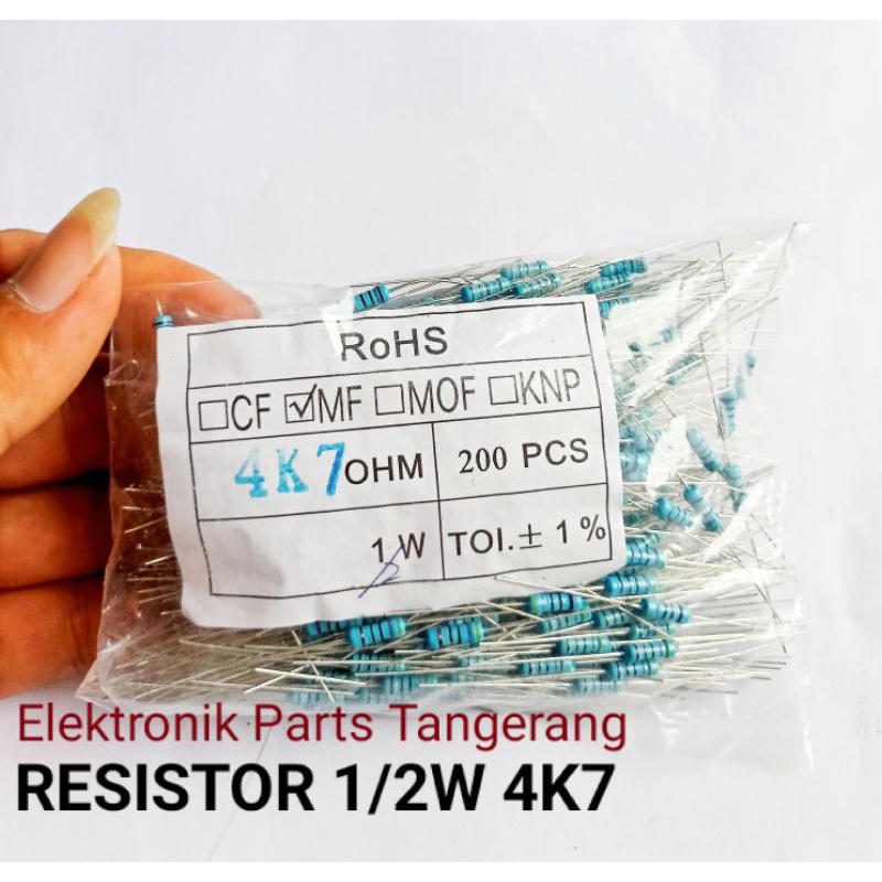 (10 BUAH) RESISTOR 1/2W 4K7 OHM RESISTOR 1/2WATT 4K7 RESISTOR 1/2 WATT 4K7 OHM RESISTOR 1/2 W 4K7