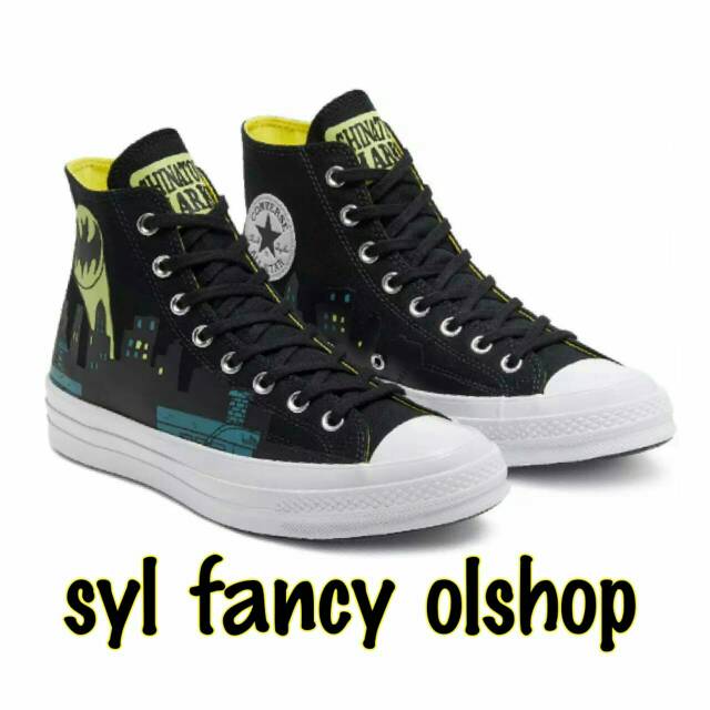 sepatu converse x dc batman ct 70s black blazing yellow original bnib 100%