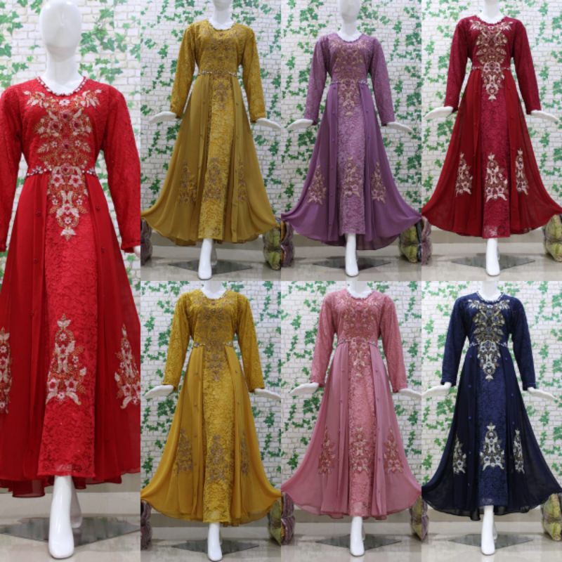 Gamis pesta/ Gamis Payet/ Gamis brokat/ gamis muslim/ model terbaru/ gamis pesta