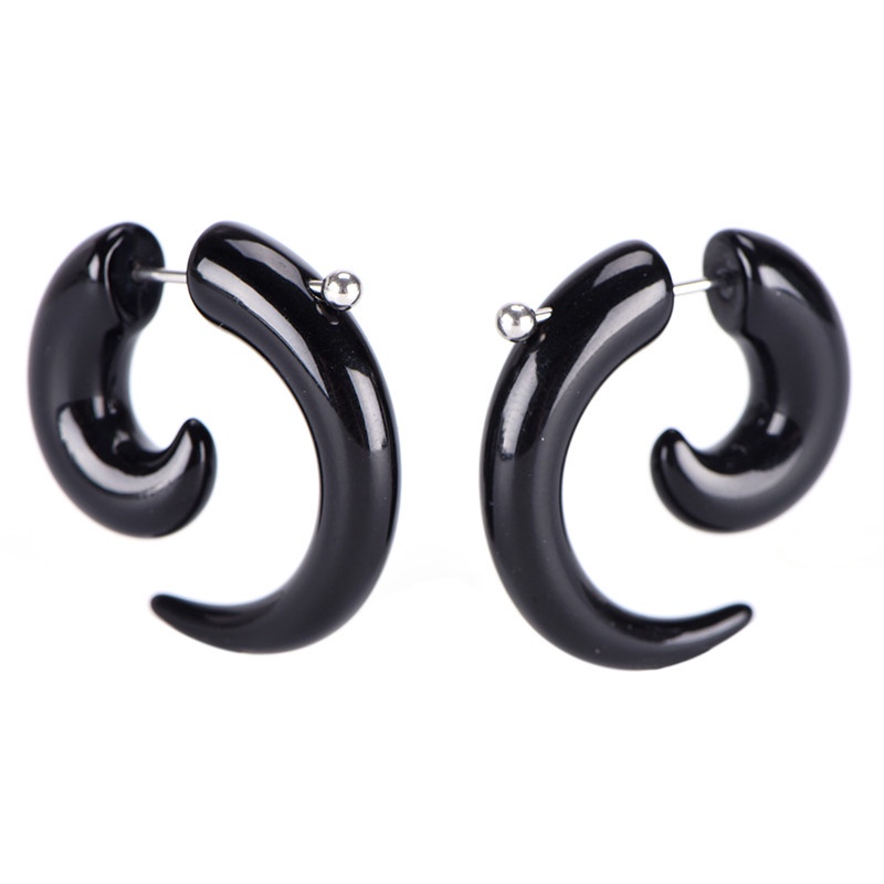 &lt; E2id &amp; &gt; Anting Tusuk Gaya Gothic Punk Bentuk Siput Hitam Bahan Akrilik Untuk Unisex / Pria / Wanita