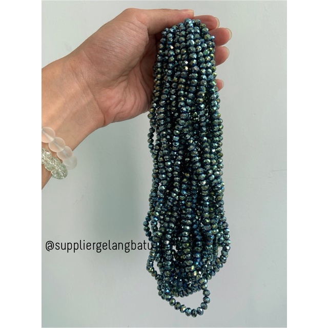 kristal Ceko Doff 6mm hijau METALIK kilap payet manik green premium