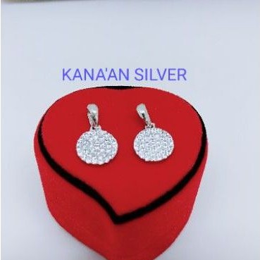 Ay00 Liontin perak asli/buah kalung bulat mata putih kilau perak 925/silver lapisan emas putih