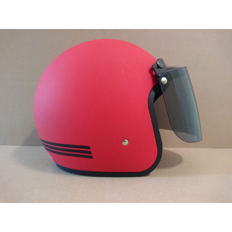 COD HELM BOGO DEWASA CLASIC GARIS  DEWASA POLOS GARIS KACA FLAT DATAR DAN KACA CEMBUNG-Ferari dop