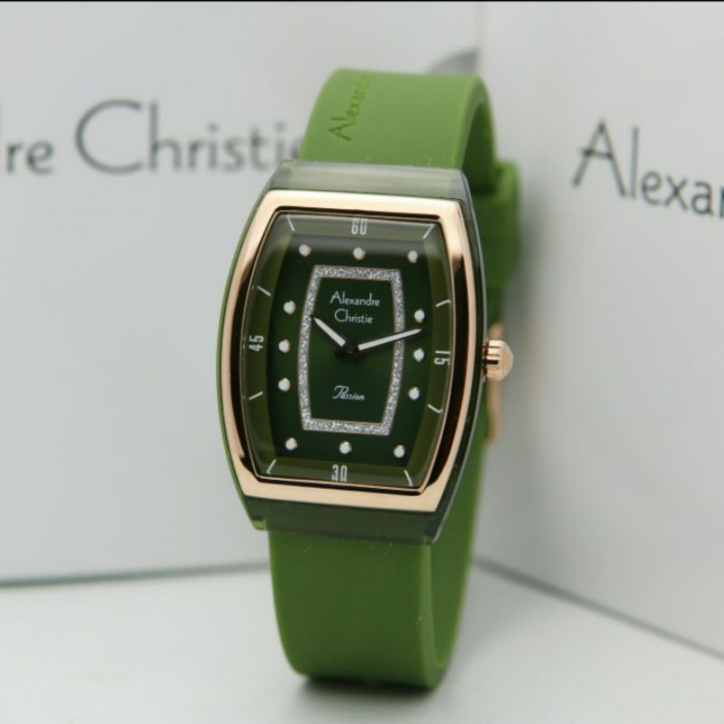 ALEXANDRE CHRISTIE AC2847 GREEN ROSEGOLD WANITA.ORIGINAL GARANSI RESMI 1TAHUN