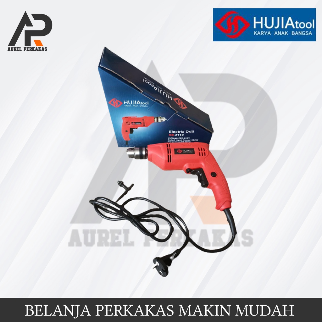 Mesin bor 10mm hujia hb-2111 besi kayu tembok sekrup obeng baut listrik hujia tools