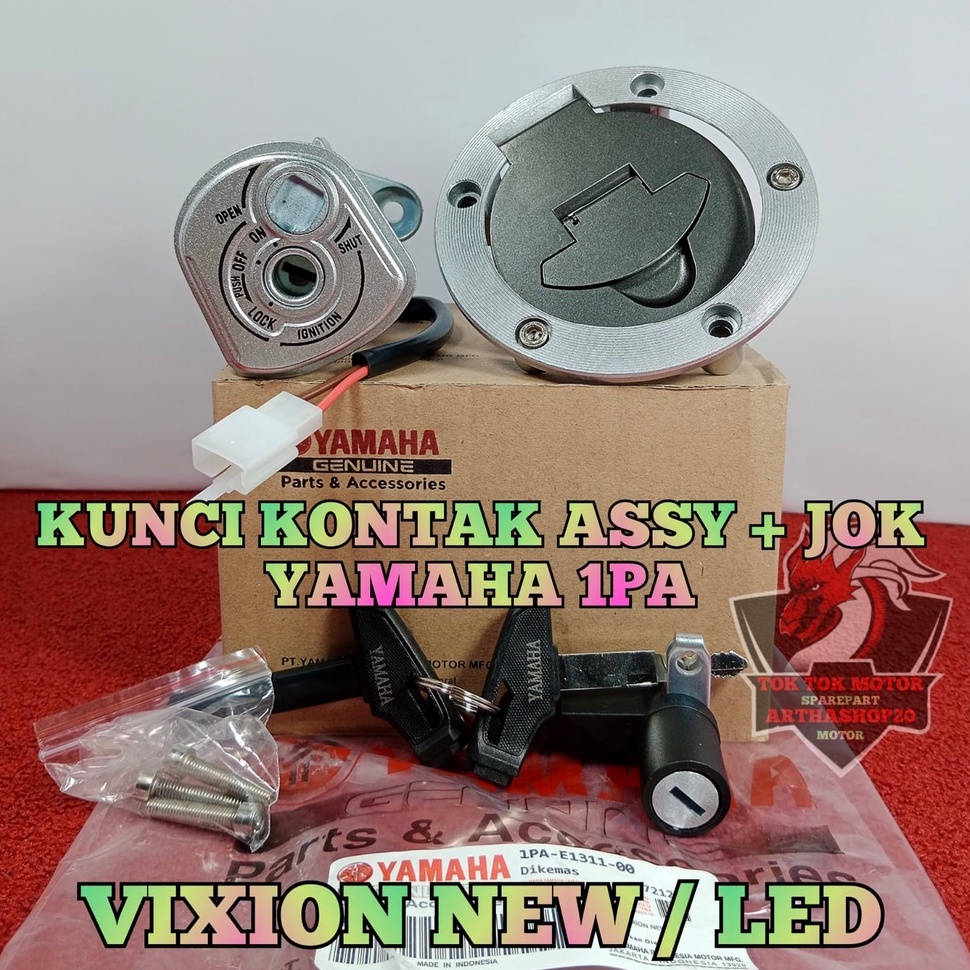 Kunci Kontak Set + Tutup Tangki 1PA Asli Original motor Yamaha Vixion New ,  NVL , Vixion NVA Kunci 