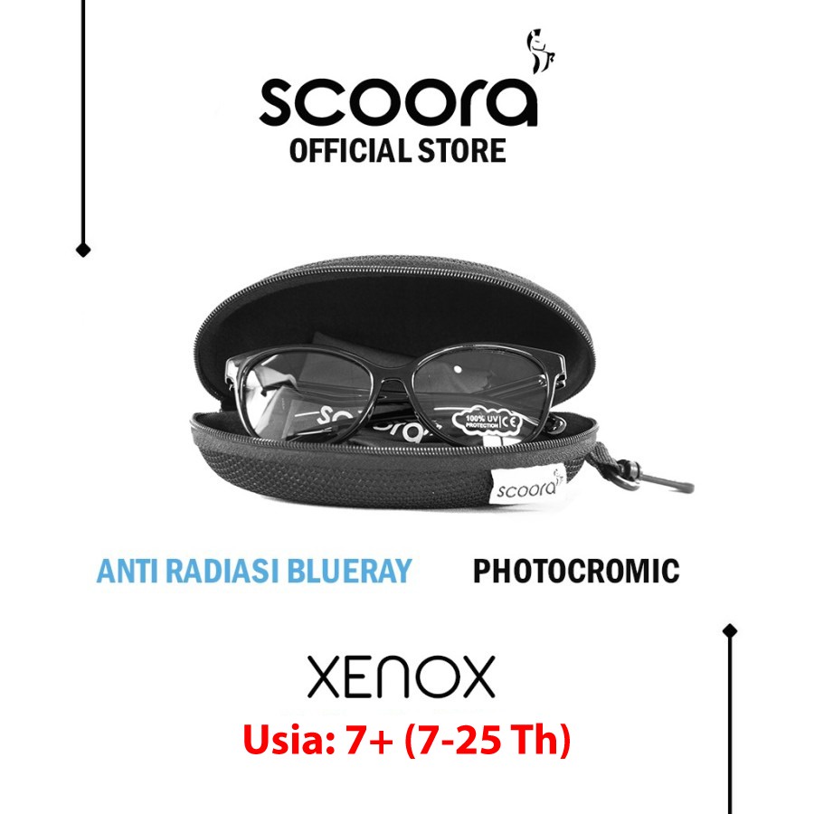 SCOORA Xenox Kacamata Anak Usia 7+ ( 7 - 25 thn ) Anti Radiasi & Anti UV -  Hitam-2