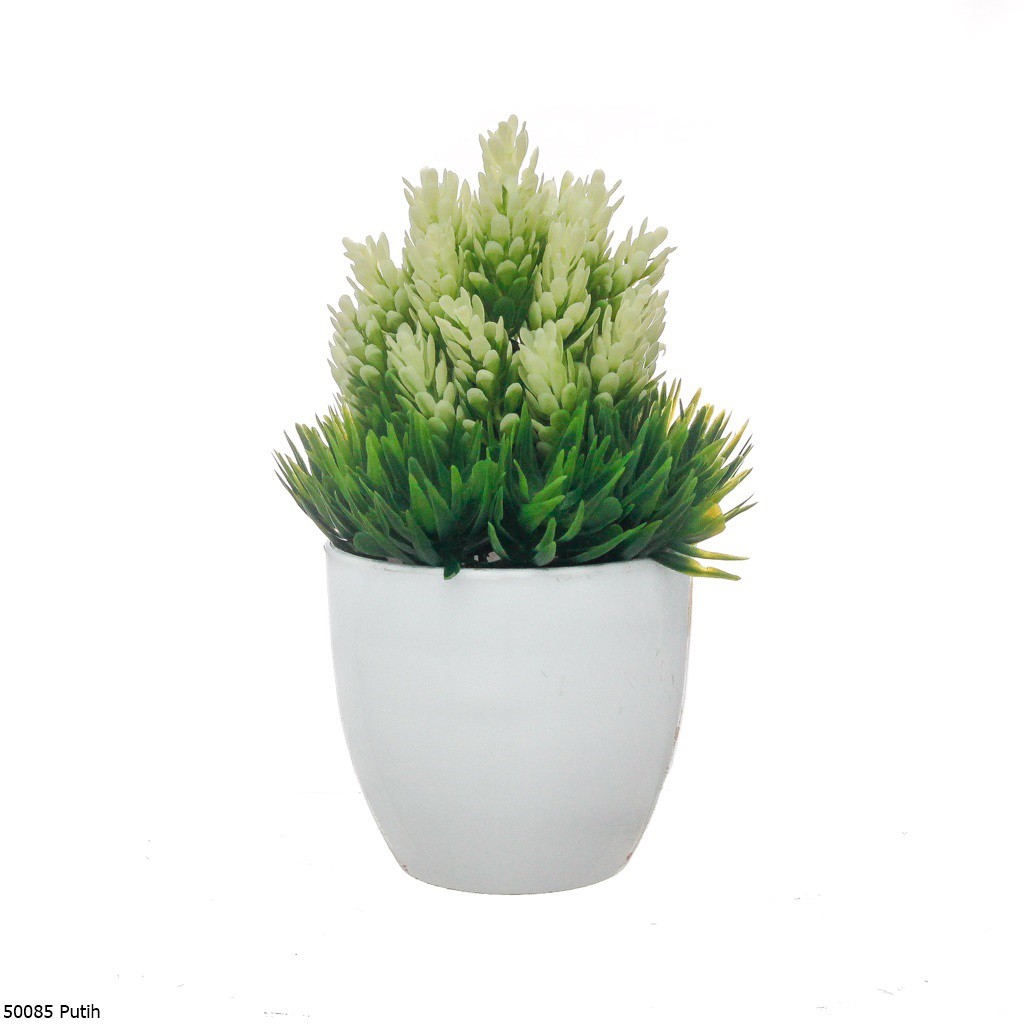 Bunga Plastik Hias Bonsai Pinus Artifisial 5008-Putih