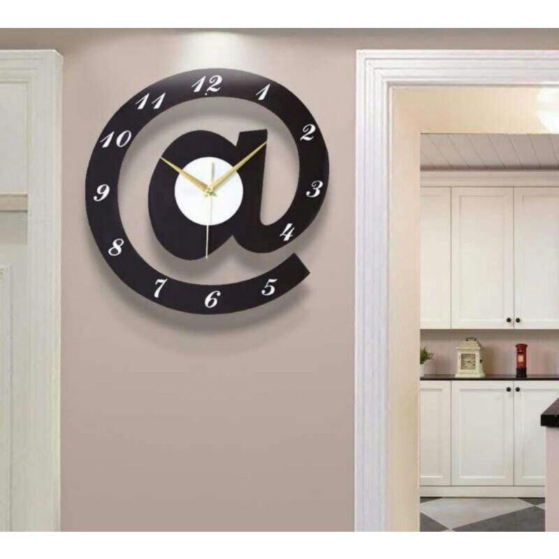 abjad huruf A @ jam dinding besar bulat dekorasi modern 3d diy wall clock tanpa suara terbaru