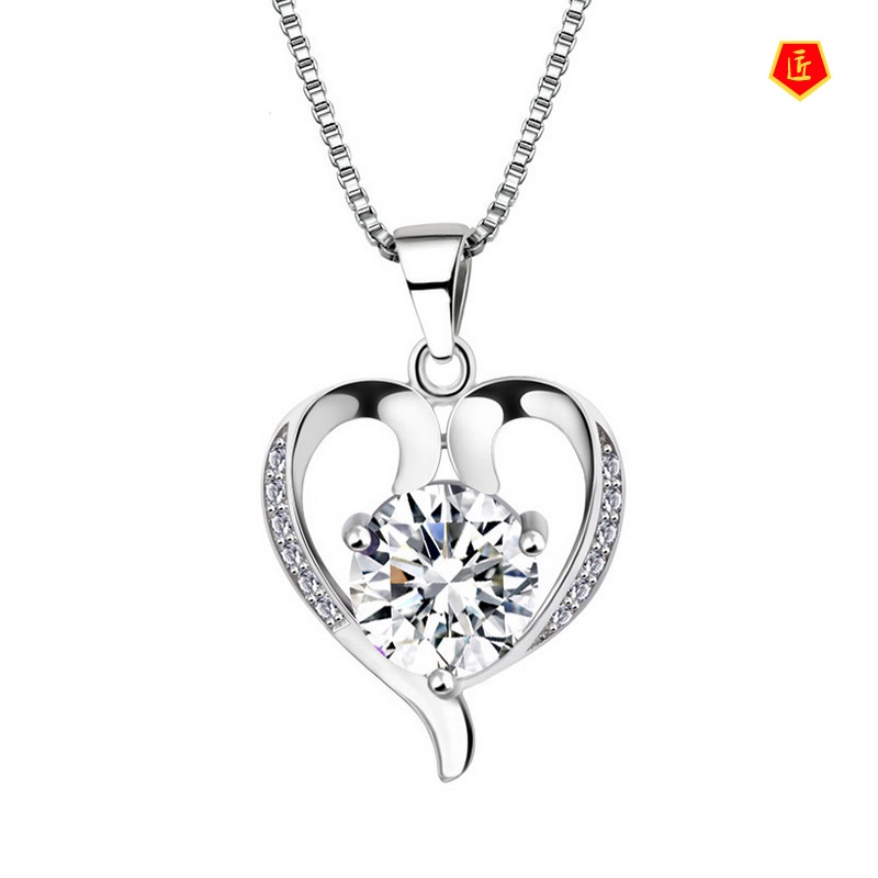 [Ready Stock]Heart Necklace Women's Fashion Jeweled Pendant