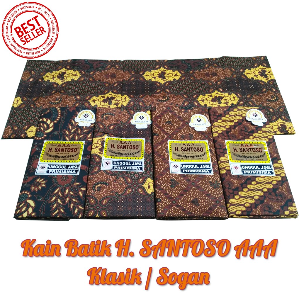 Kain jarik Batik H. Santoso AAA Sogan Gading Mas Putihan kain batik panjang Halus