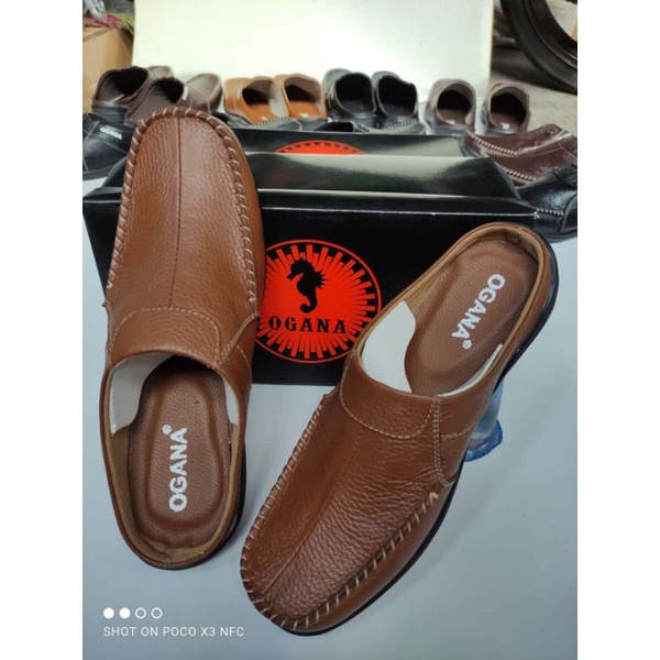 Sepatu Casual Kulit Pria Claway Big Size 44 - 46 ( Produksi Sendiri ) / Sepatu Selop Bustong Ogana Big Size 44 - 46 Og 01 ( Produksi Sendiri )