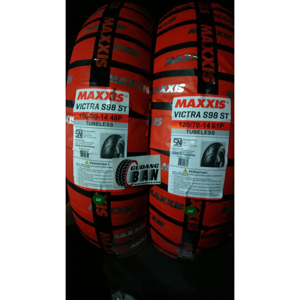 paket ban  luar maxxis  victra uk 100 80 14 dan 120 70 