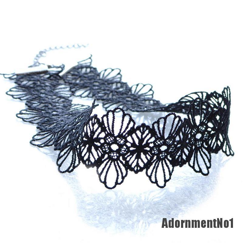 (Adornmentno1) Kalung Choker Lace Hitam Gaya Retro Vintage Untuk Wanita