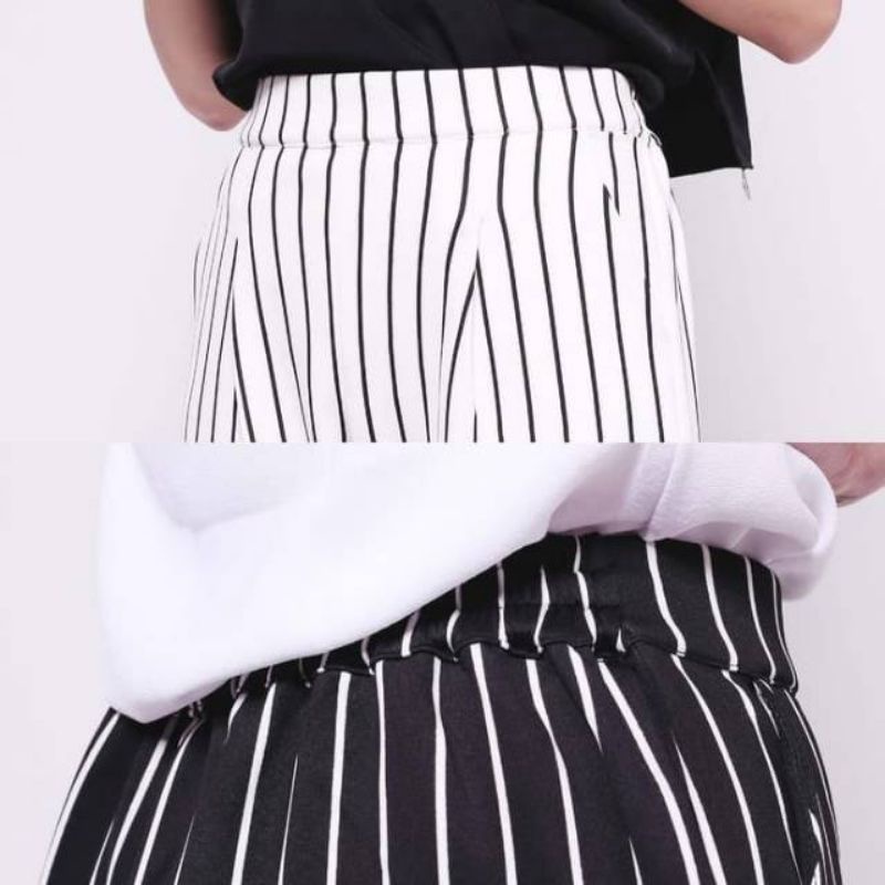 CELANA KULOT CREPE SALUR / STIPE PANTS - celana kulot panjang saku kantong garis kecil