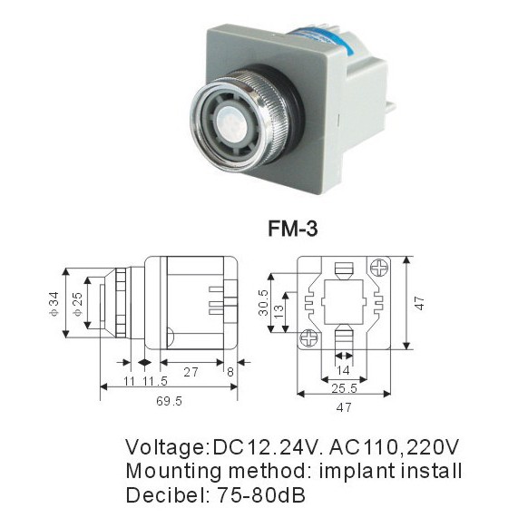 Buzzer Alarm FM-3 / Buzzer Alarm FM3 ( 110 VAC )