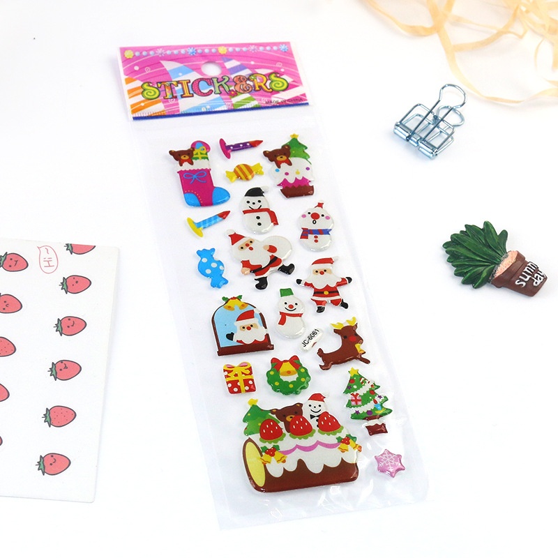 20pcs Stiker Bubble Santa Claus 3D Gaya Klasik Untuk Dekorasi Natal