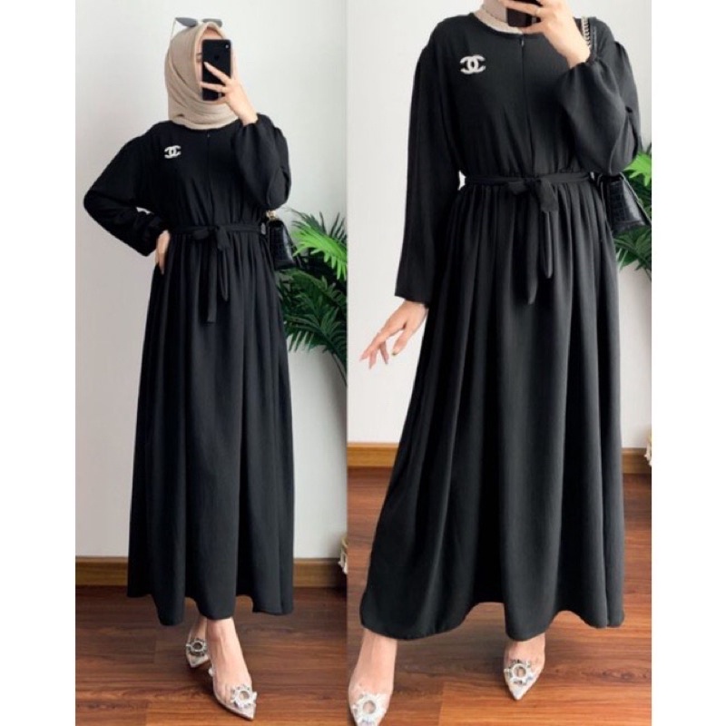 Gamis ADINDA Midi Dress Muslim Wanita Bahan AirFlow Crinkle