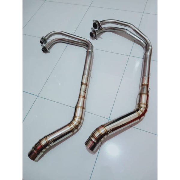 (COD) leher header knalpot racing blue bending custom NINJA250 Z250 MT25 R25 CBR250RR-3