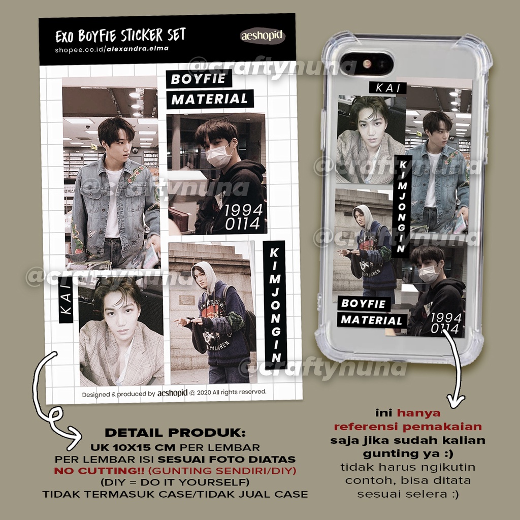 (EX-001) EXO Boyfie aesthetic DIY sticker set case hp deco hias stiker estetik journal dekorasi