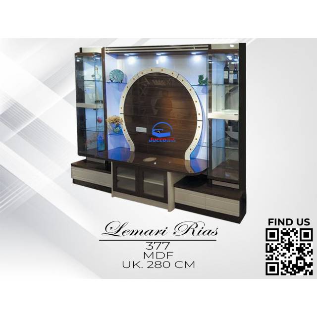 Lemari Hias Minimalis 280cm - Buffet TV Import Mewah Lampu 377 - Medan - Lemari TV Import - Medan