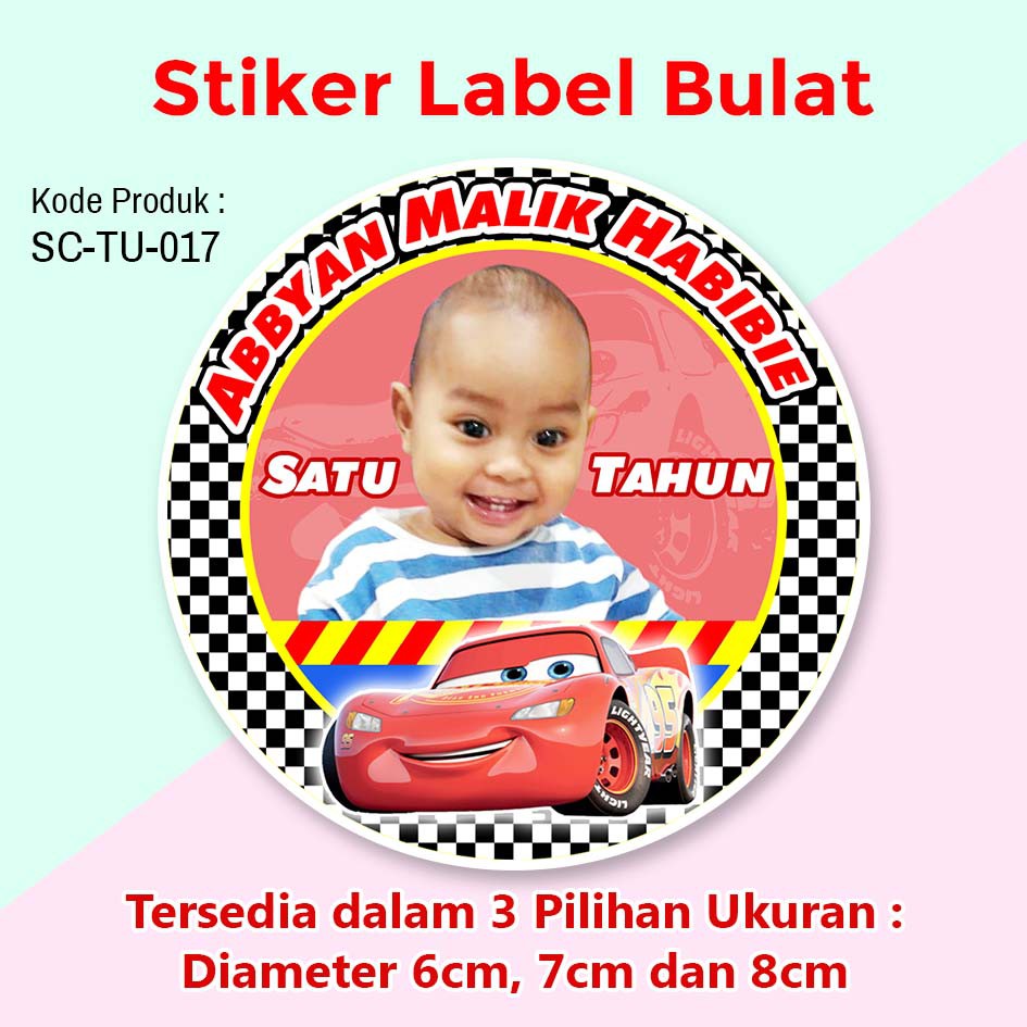Stiker Label Ulang Tahun Anak Tumpeng  Mini  Souvenir Cars 