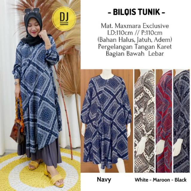 Bilqis tunik / tunik motif bahan maxmara