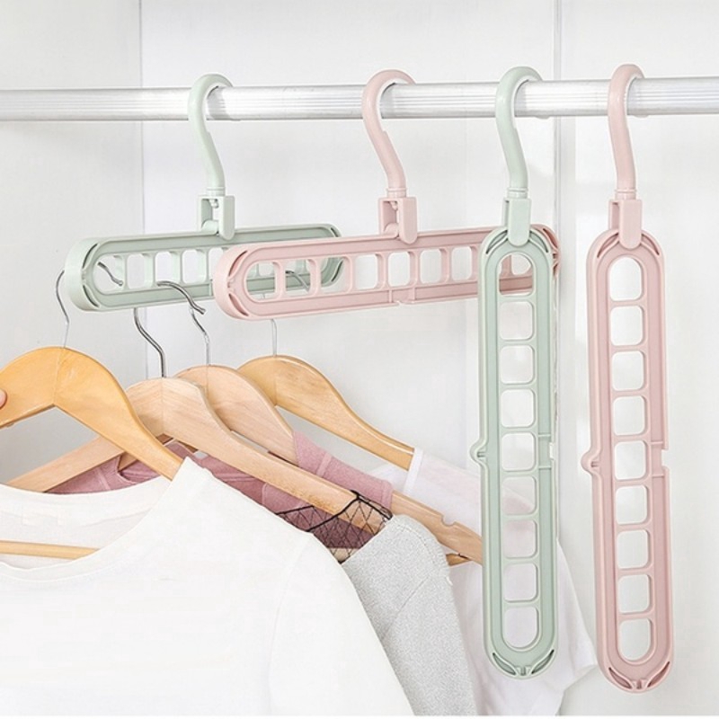 9 Holes Magic Rotatable Clothing Tie Hanger Hook Balcony Coat Hangers Plastic Wardrobe Storage Rack Shopee Indonesia