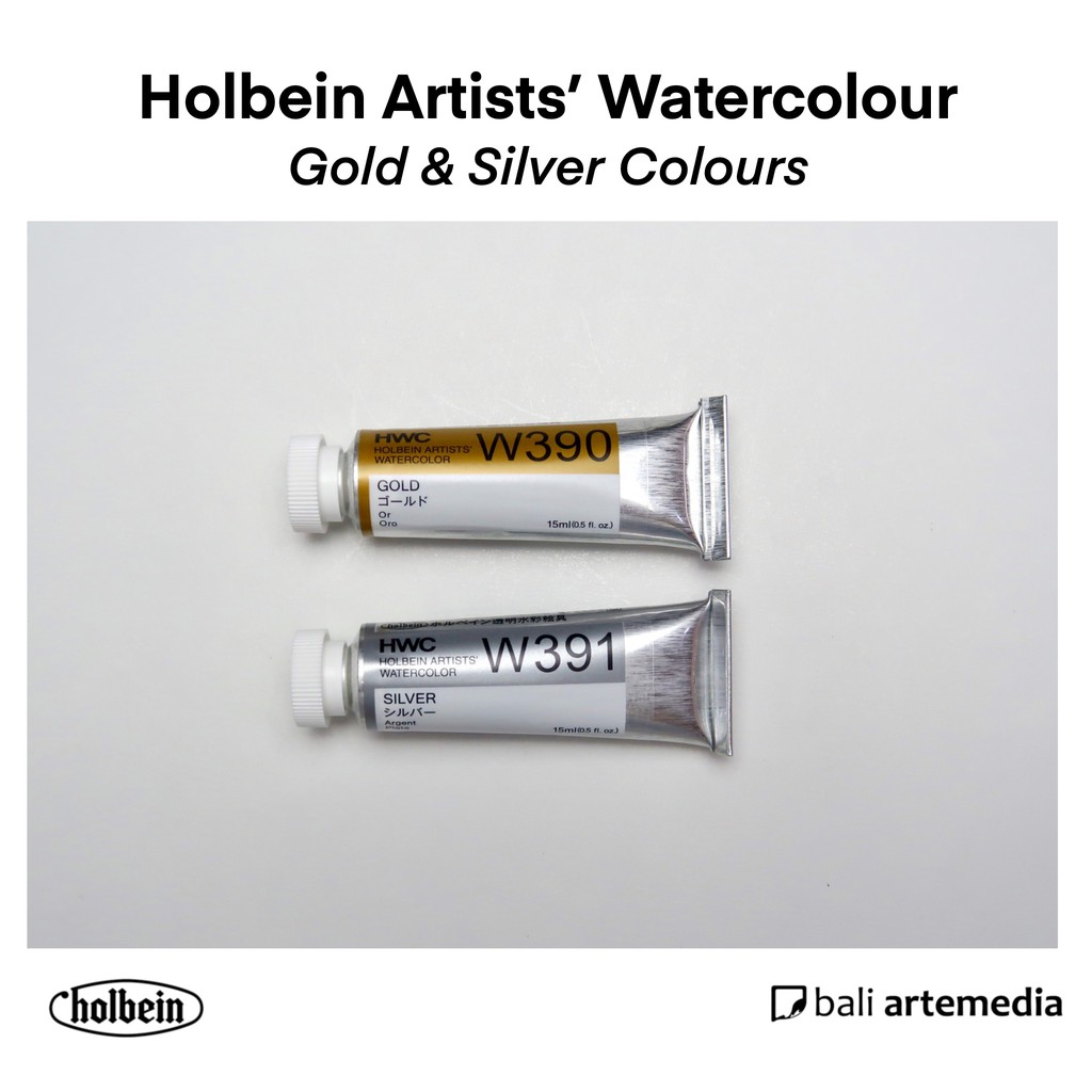 Holbein Artists' GOLD &amp; SILVER Watercolour Paint 5ml / 15ml