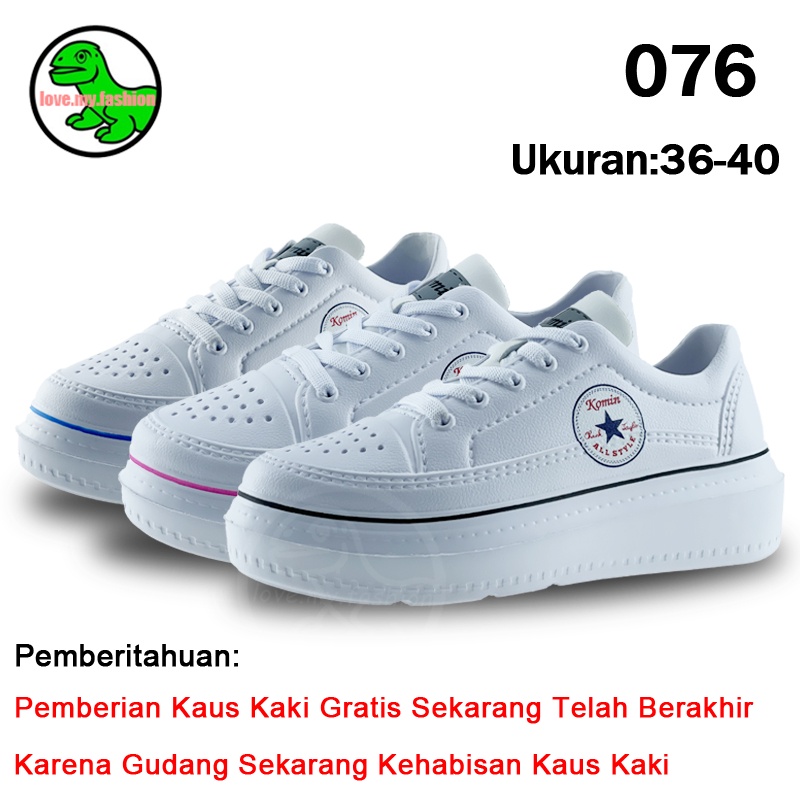 Komin sepatu sneakers wanita sepatu putih fashion sepatu murah original 076 cewek import-1