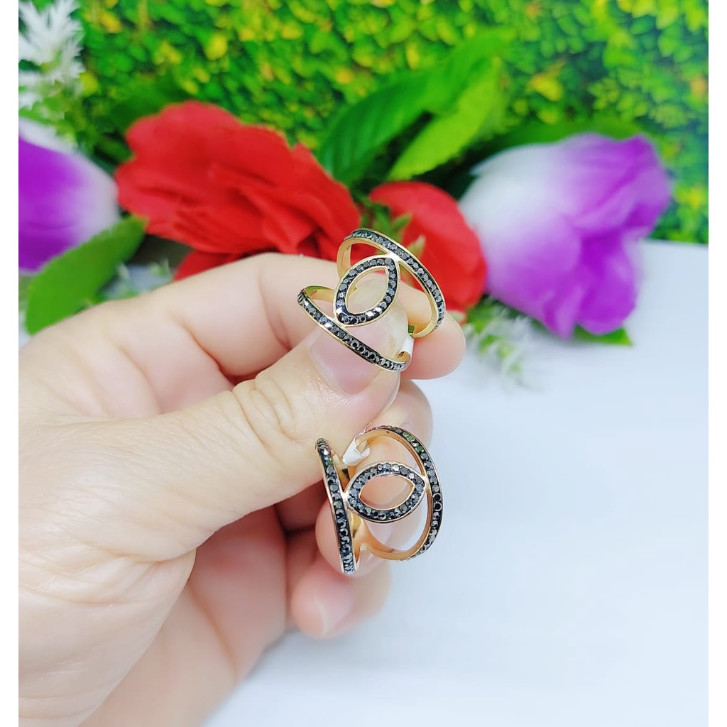 Titanium cincin permata perhiasan wanita 0151-0154