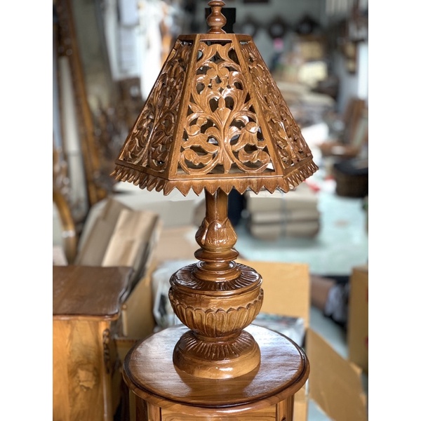 Lampu tidur ukir kayu jati packing kayu