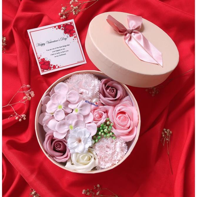 

16CM ROUND SOAP FLOWER BOX BUNGA KADO VALENTINE (FREE MESSAGE CARD) DG654EAFVD