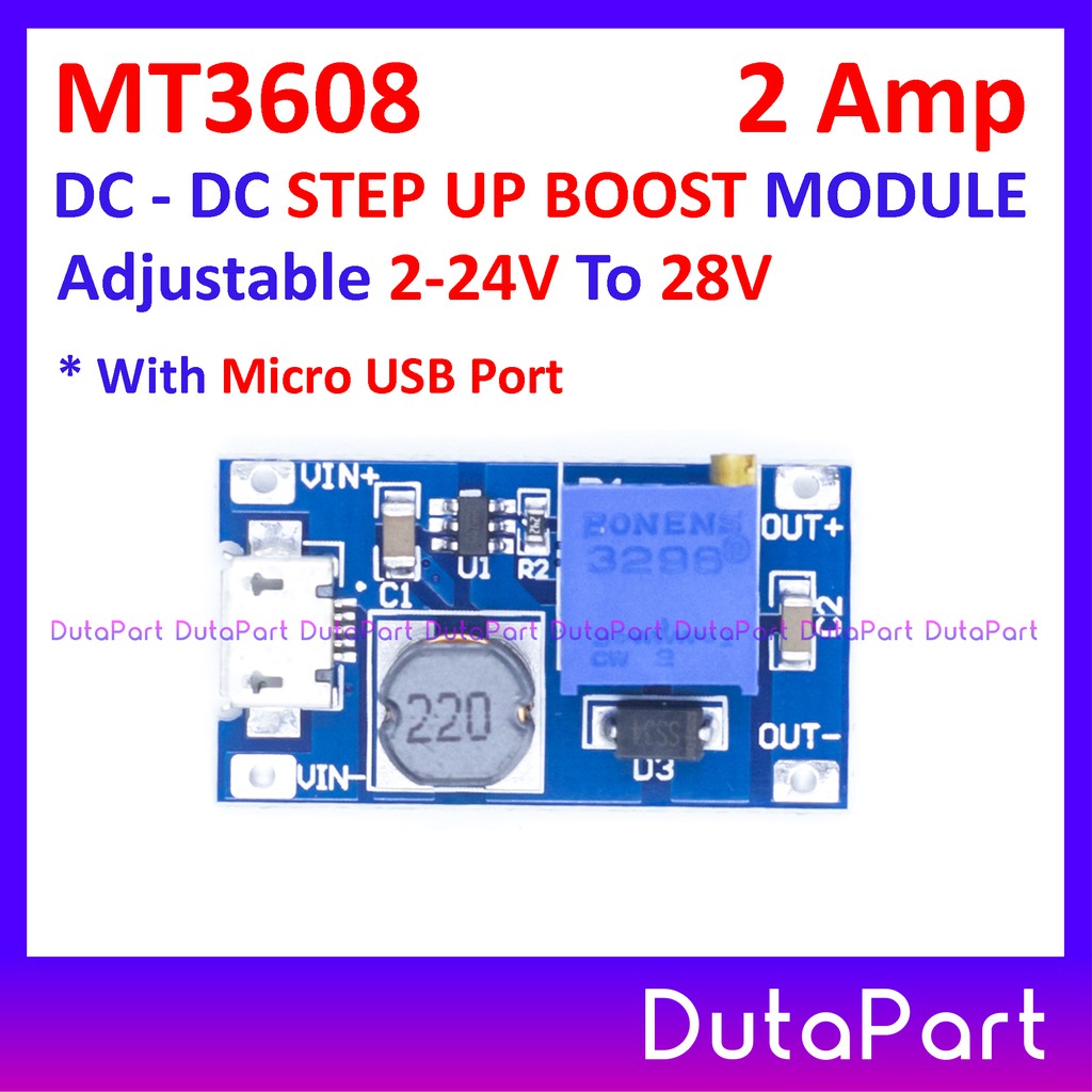 MT3608 2A * Plus Micro USB * DC Step Up Boost Converter Booster Module