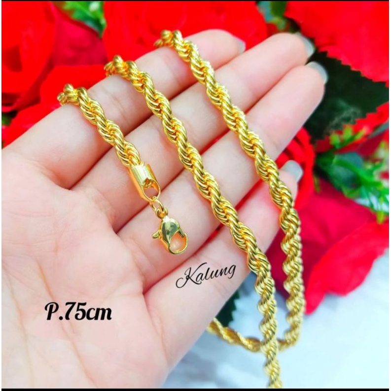 Kalung Tambang TITANIUM perhiasan Anti karat&amp;Anti luntur varian ukuran Trendy