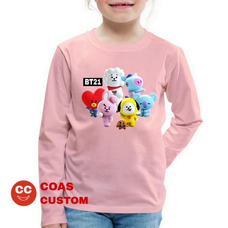 BAJU KAOS BTS BT21 ANAK LENGAN PANJANG