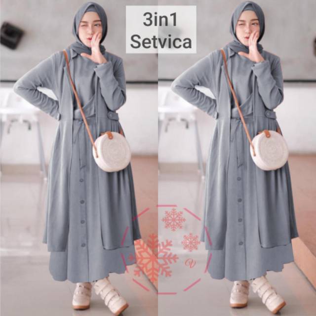 XC - Stelan Wanita 3IN1 SETVICA / Stelan Trendy Wanita / Stelan Muslim Wanita Model Casual Bingits