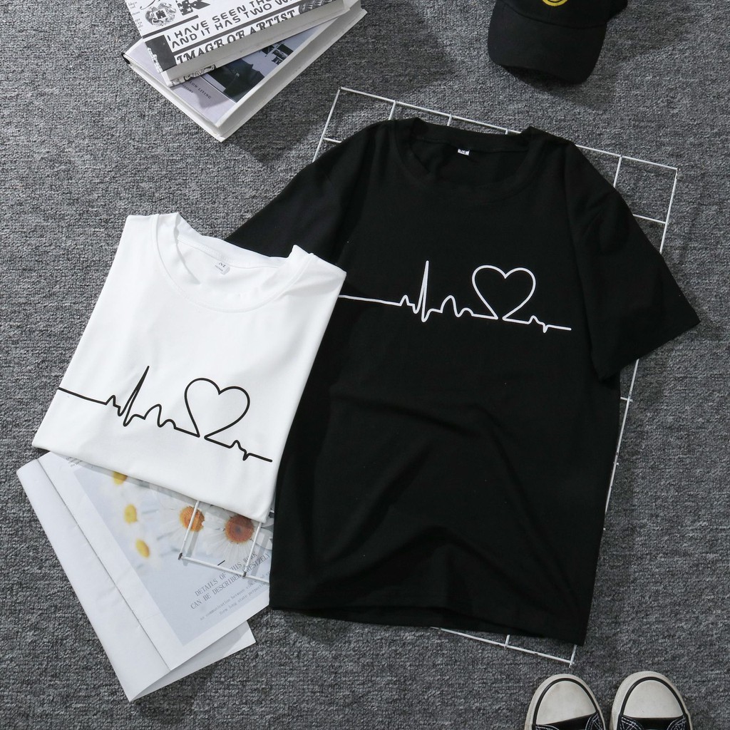 IvannaCollection T Shirt / Baju Kaos Couple Wanita Love Chart Simple Casual Bahan Katun Premium