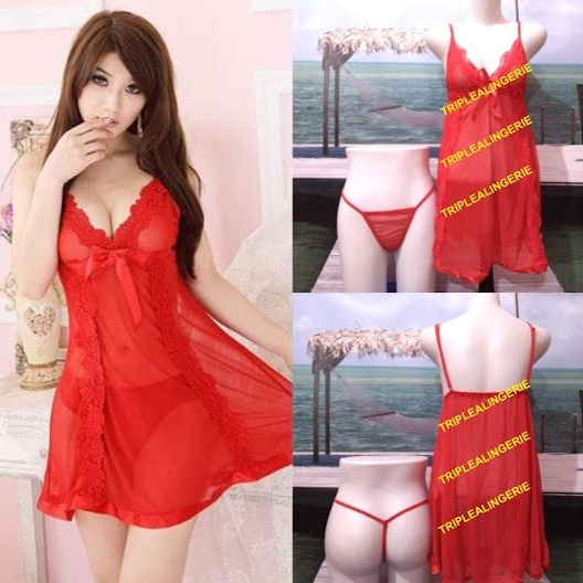 Sexy Red Lingerie Murah Baju Tidur Wanita Seksi Baju Haram TA0183 Merah