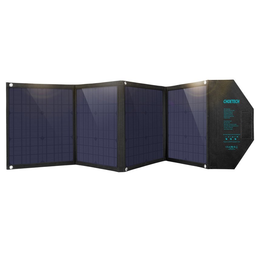 Solar charger portable choetech 4 panel foldable 3 port 100w Usb A &amp; type-c sc009 - Powerbank solar