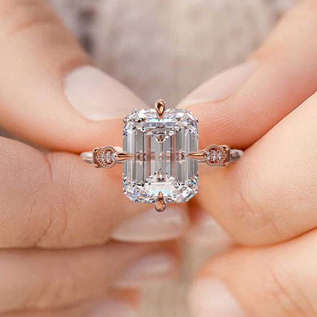 Hu Hu Hu Hu Hu Alat Bantu Pasang Kacamata♡ Cincin Jari Warna Rose Gold Hias Kristal Imitasi Gaya Klasik Untuk Wanita