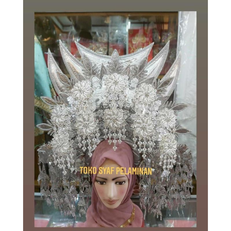 sunting pengantin rumah adat / sunting minang silver