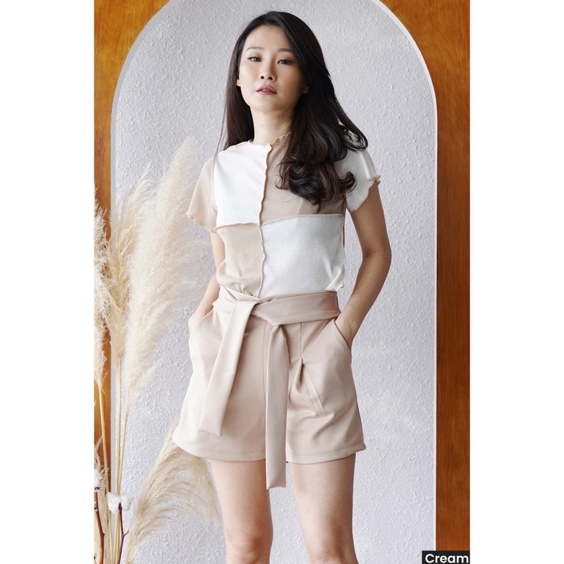 Jena Two Tone Crop Top - atasan wanita baju terbalik baju crop dua warna kekinian