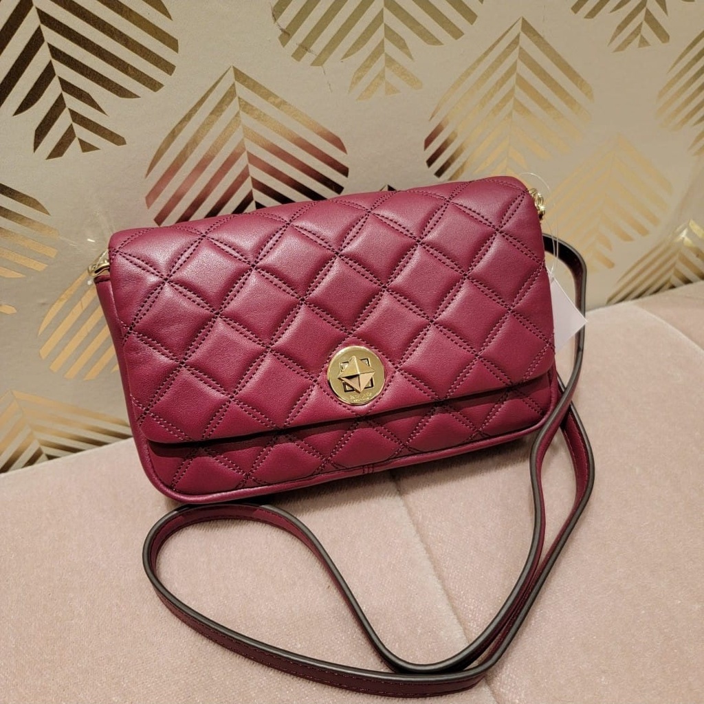 Tas Kate Spade KS Natalia Xsmall Black Berry Maroon New Original