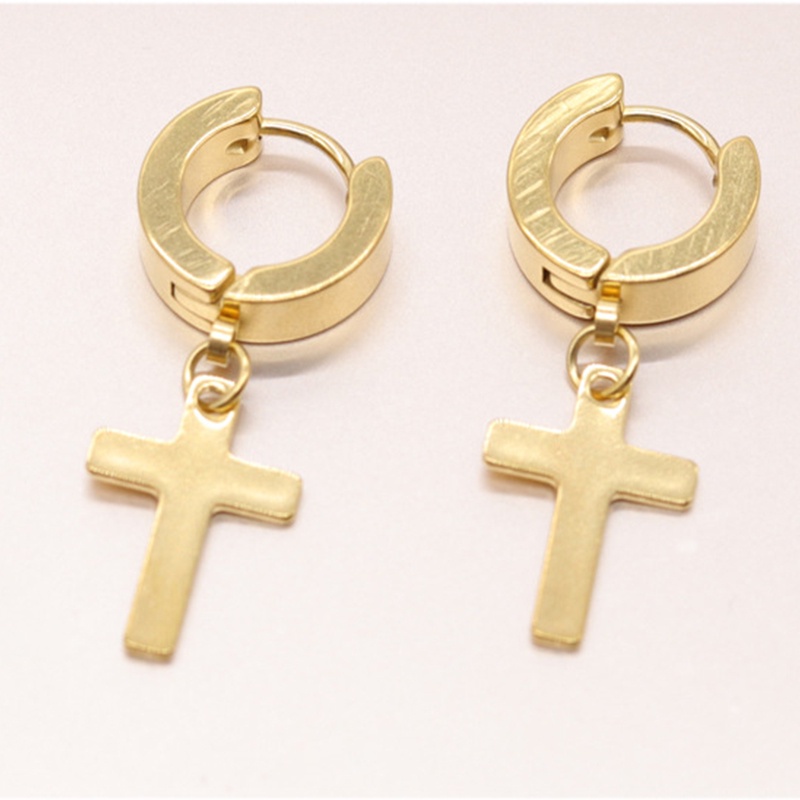 Versi Korea Dari Cross Liontin Anting-Anting Pria Dan Wanita Pendek Anting Stainless Steel