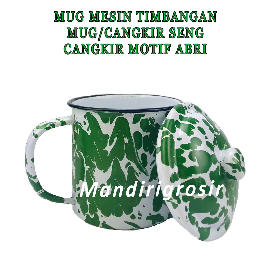 Mug Enamel * Cangkir + Tutup * Mug Loreng Jadul * Cangkir Seng Bercorak